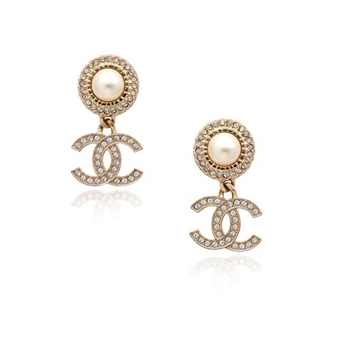 chanel earrings gold and pearly white|chanel pearl drop earrings price.